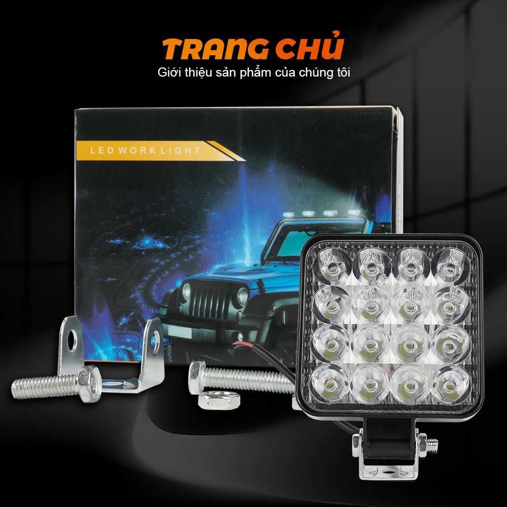 48W Đèn LED Thanh Worklight Mini 16SMD Vuông Tròn Đèn Làm Việc 12V Ánh Sáng Tự Động đèn Sương Mù Tắt Đường Cho Đèn Trợ