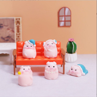 Mô hình heo con bed time decor bàn học, terrarium, stellariva