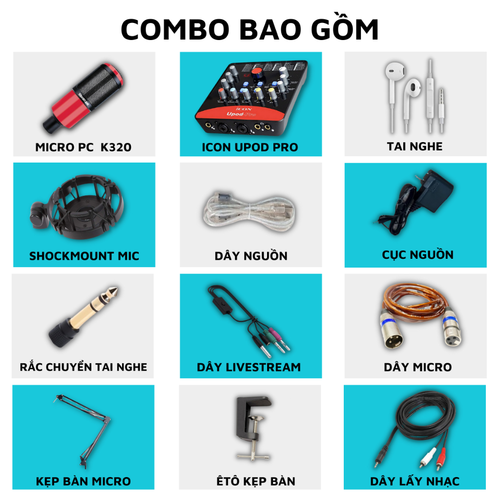 Mic Livestream | Micro thu âm Sound Card ICON UPOD PRO & Mic TAKSTAR PC K320 Hát Livestream Điện Thoại, Bao Ngoc