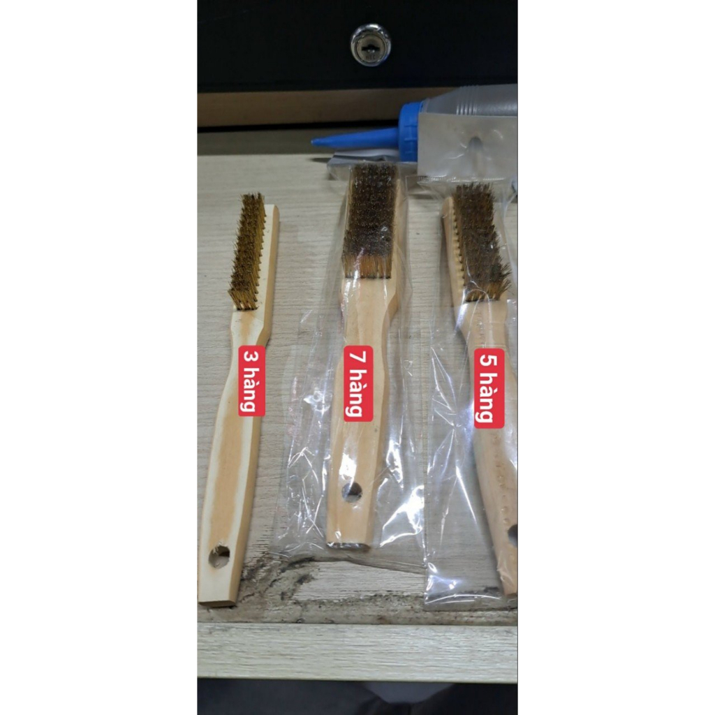 Bàn chải Cán Gỗ vệ sinh máy móc 3 hàng - 5 hàng - 7 hàng