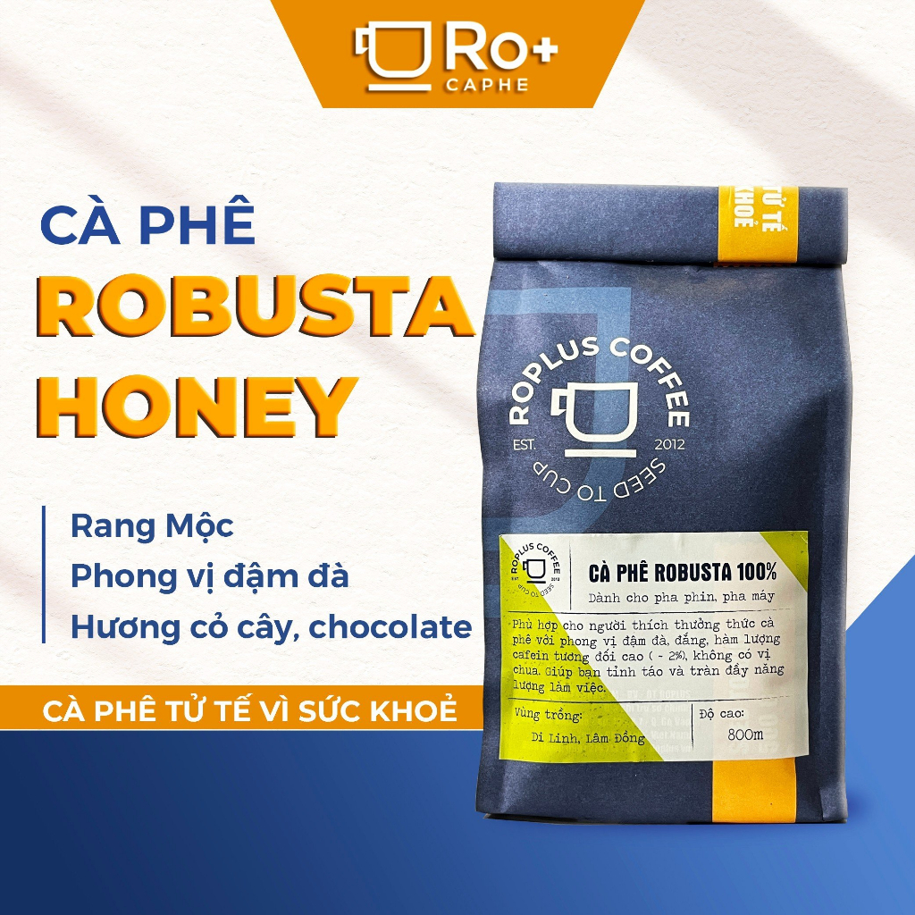 Cà phê Robusta Honey Nguyên Chất Rang Mộc - Pha Phin Pha Máy - Vị đắng thanh đậm