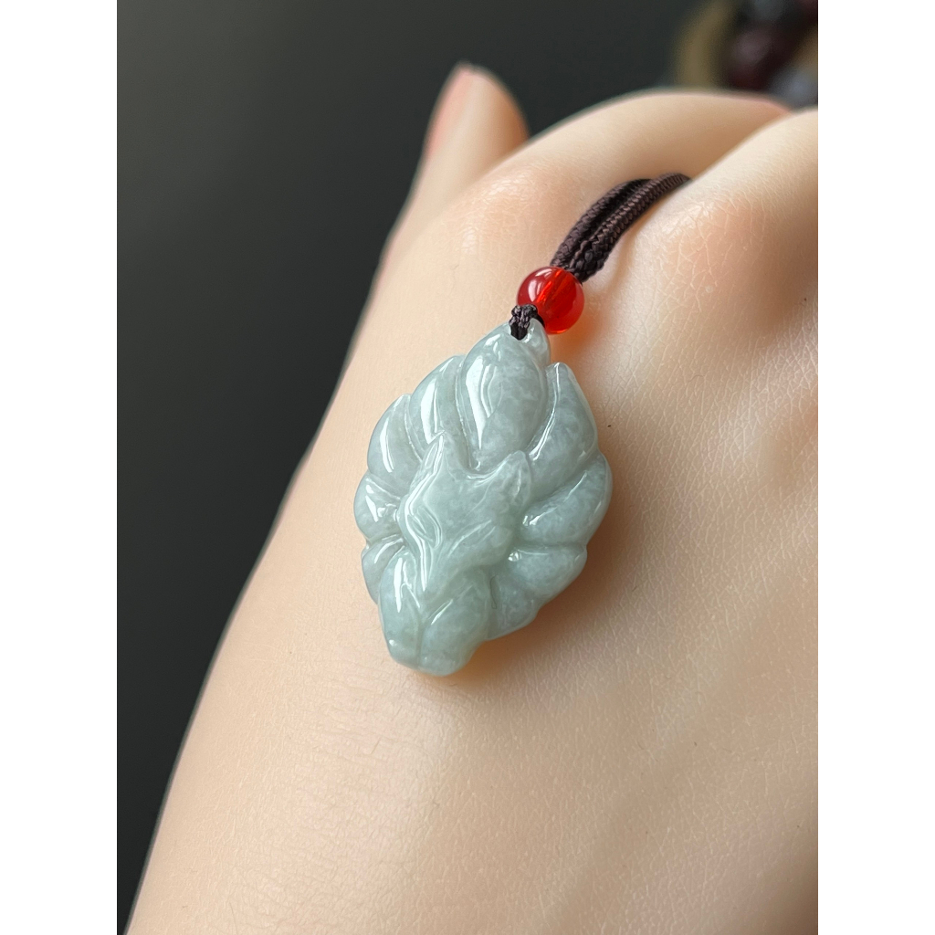 Cửu Vỹ Hồ Ly Tình Duyên May Mắn Ng.ọc Ja.de A 31x21x7mm