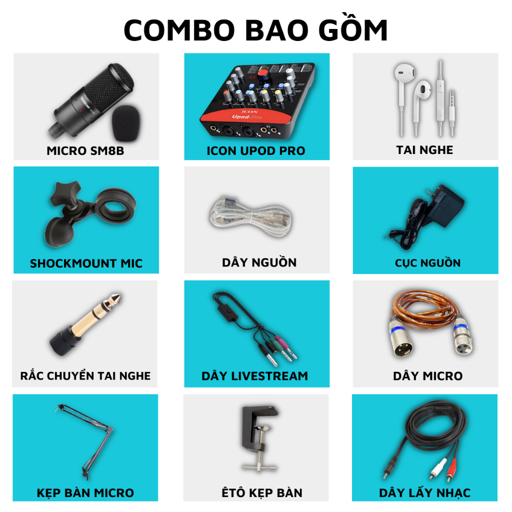 Mic Livestream | Micro thu âm Sound Card ICON UPOD PRO & Mic TAKSTAR SM8B Hát Livestream Điện Thoại, Bao Ngoc