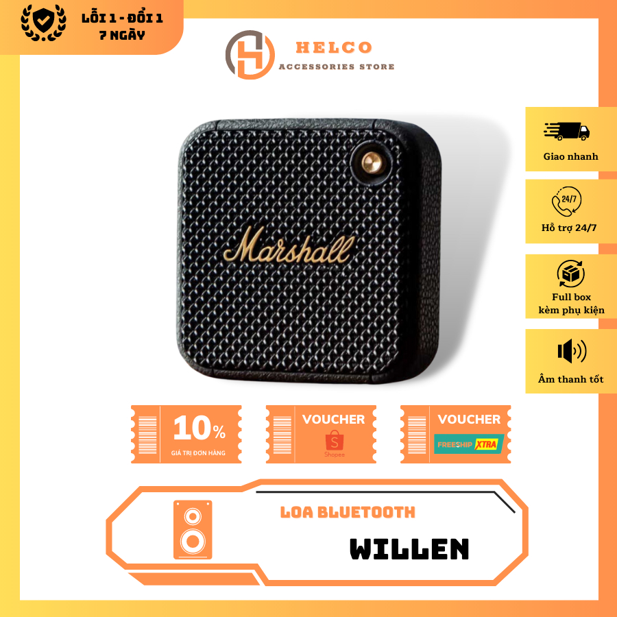 Loa Bluetooth Marshall Willen bass mạnh, âm thanh rõ nét, full box nguyên seal
