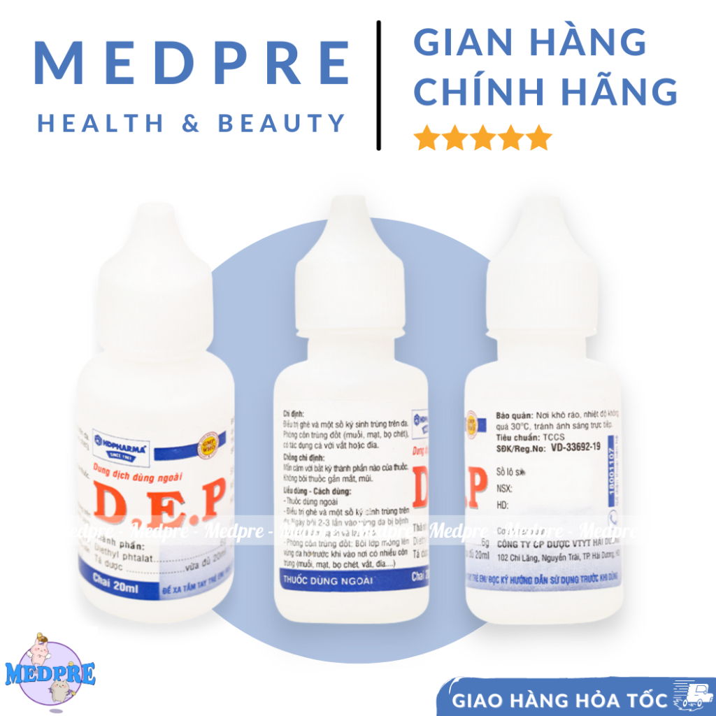 Dung dịch dùng ngoài D.E.P HDPharma giúp giảm ngứa do ghẻ