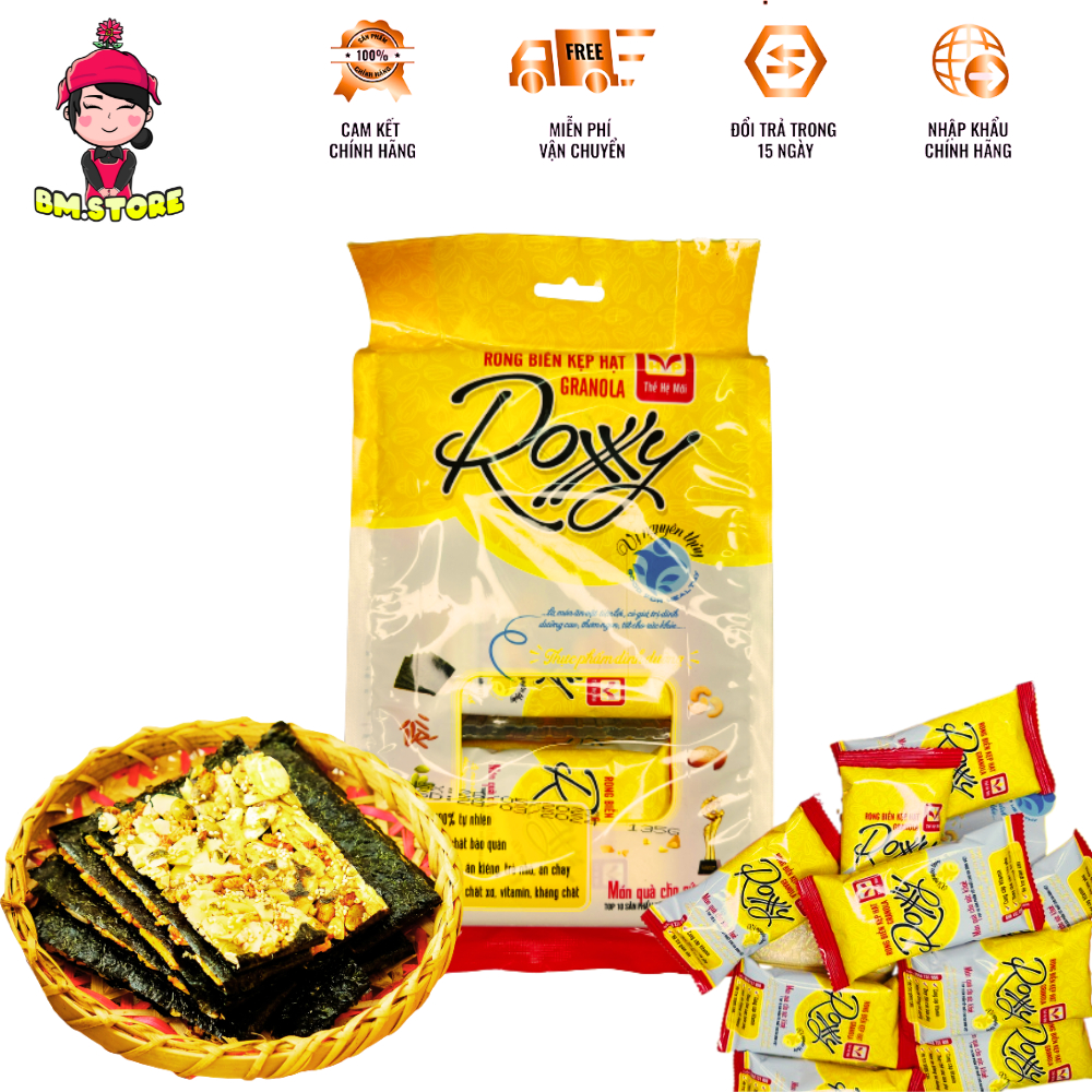 Thanh Rong Biển Kẹp Gạo Lứt Ngũ Cốc Dinh Dưỡng gói 9 Thanh, Ăn chay, Ăn kiêng , Hỗ Trợ Giảm Cân,Thay thế bữa ăn tiện lợi