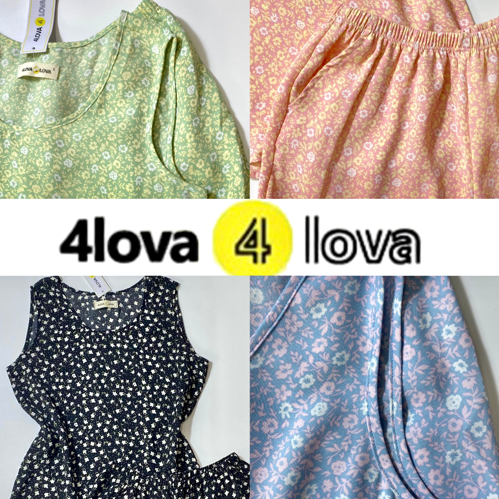 Bộ mặc nhà nữ 4LOVA dáng sát nách set ngủ đẹp pyjama mát mẻ hàng chính hãng EVA122