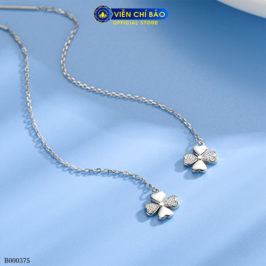 Bông tai bạc nữ cỏ 4 lá dây dài chất liệu bạc 925 thời trang phụ kiện trang sức Viễn Chí Bảo B000375