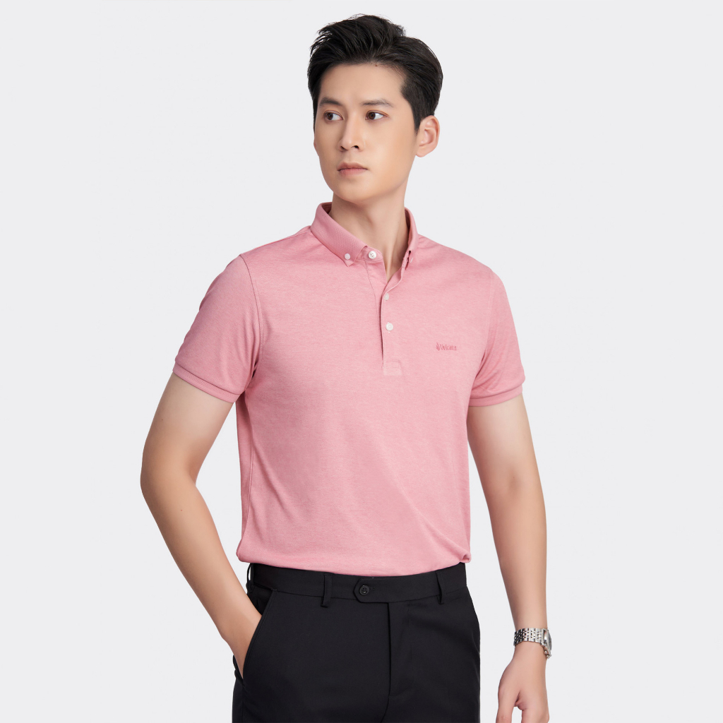Áo Polo Nam Trơn Cotton Cao Cấp Mềm Mát 3003G Màu Hồng Viền Cổ - Vulcano