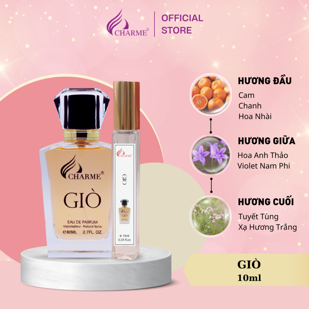 Nước hoa nam cao cấp, Charme Giò, chai Test mini, hương trái cây, ngọt ngào, ấm áp, lưu hương lâu, 10ml