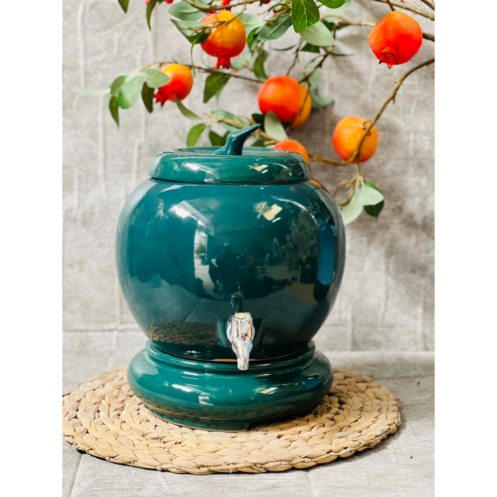 Bình Đựng Nước Gốm Bát Tràng, Bình Sứ Đựng Nước Dung Tích 5L Kèm Vòi Rót - Gốm Store