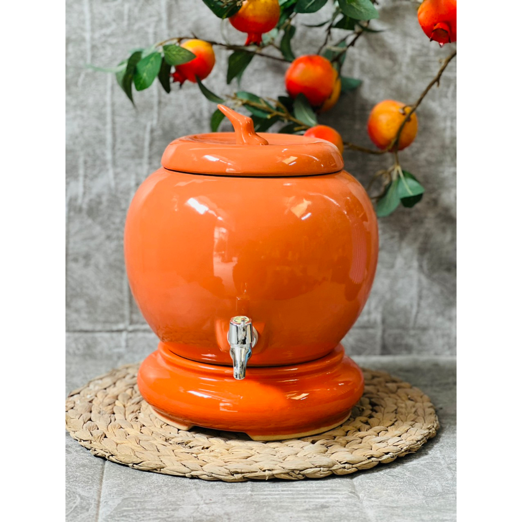 Bình Đựng Nước Gốm Bát Tràng, Bình Sứ Đựng Nước Dung Tích 5L Kèm Vòi Rót - Gốm Store