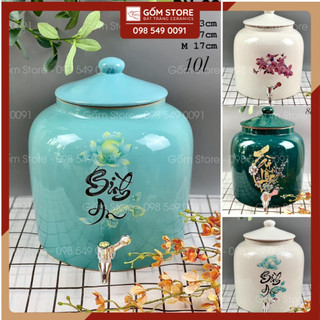 Bình nước, bình sứ đựng nước kèm vòi, binh đựng nước gốm bát tràng dung tích 5l/10l - gốm store