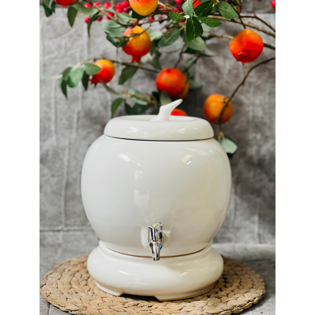 Bình Đựng Nước Gốm Bát Tràng, Bình Sứ Đựng Nước Dung Tích 5L Kèm Vòi Rót - Gốm Store