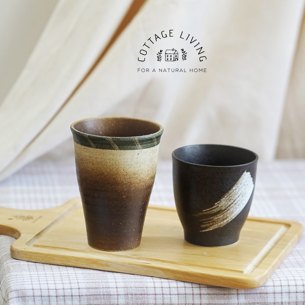 🧡 Ly / cốc mộc rất mới, để uống nước, trà, cà phê. Gốm Nhật Âu 2hand