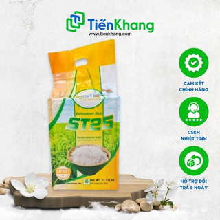 Gạo ST25 xuất khẩu (Túi 5kg) - Gạo trắng chà máy 6 tháng hữu cơ