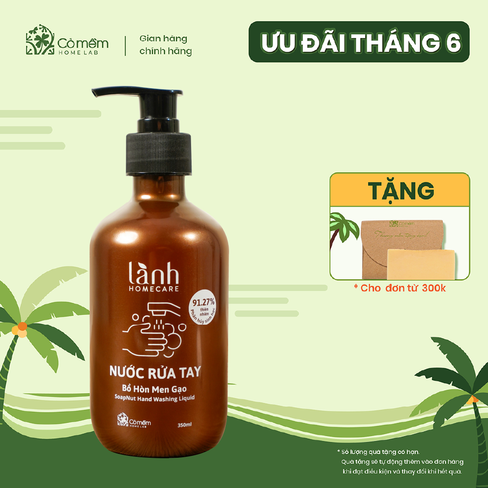 Nước Rửa Tay Thiên Nhiên Bảo Vệ Dưỡng Ẩm Da Tay An Toàn Lành Homecare Cỏ Mềm 350ml