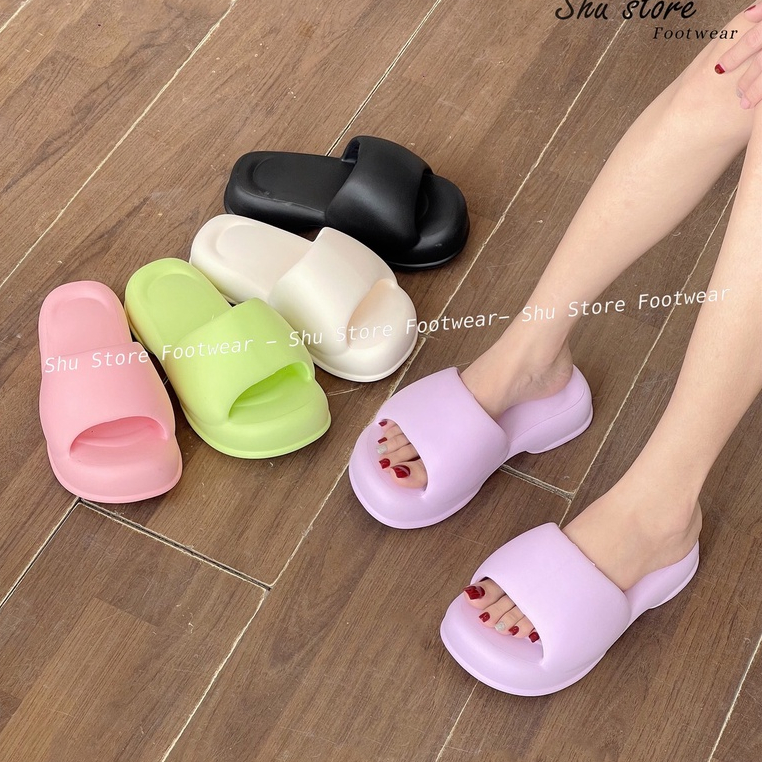 Shu Store | Dép đế xuồng đúc cao su quai ngang phồng chống trơn trượt đi nước thoải mái cho nàng