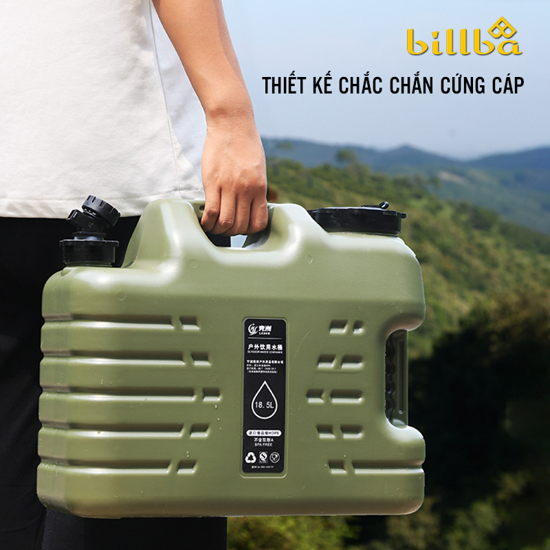 Bình can đựng nước đi dã ngoại cắm trại ngoài trời chất liệu PE dung tích 18L/25L  BB4533 - BB4532 - Billba Outdoors