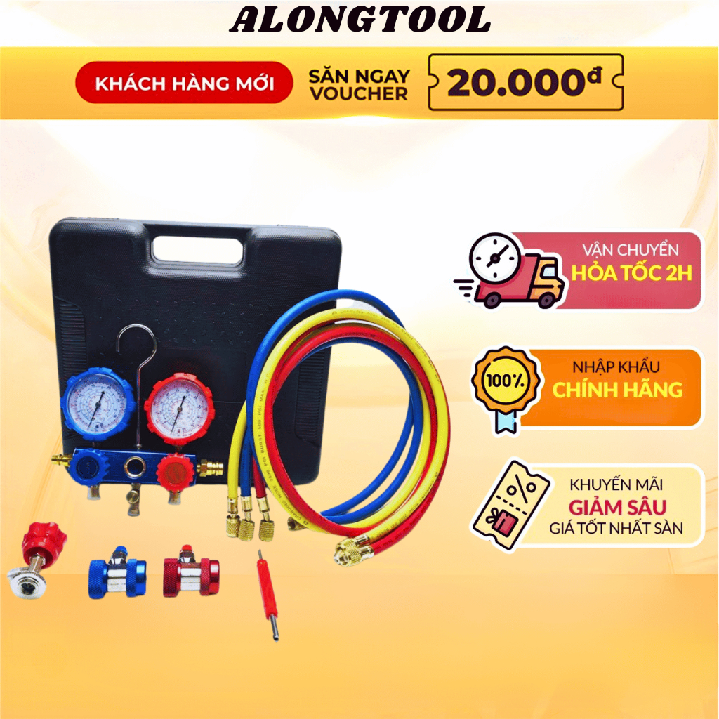 Thiết Bị Nạp Ga Đôi Điều Hoà Phụ Kiện Ô TÔ ALONGTOOL R134A.[ Vật Tư Điện Lạnh Ngành Ô TÔ ]