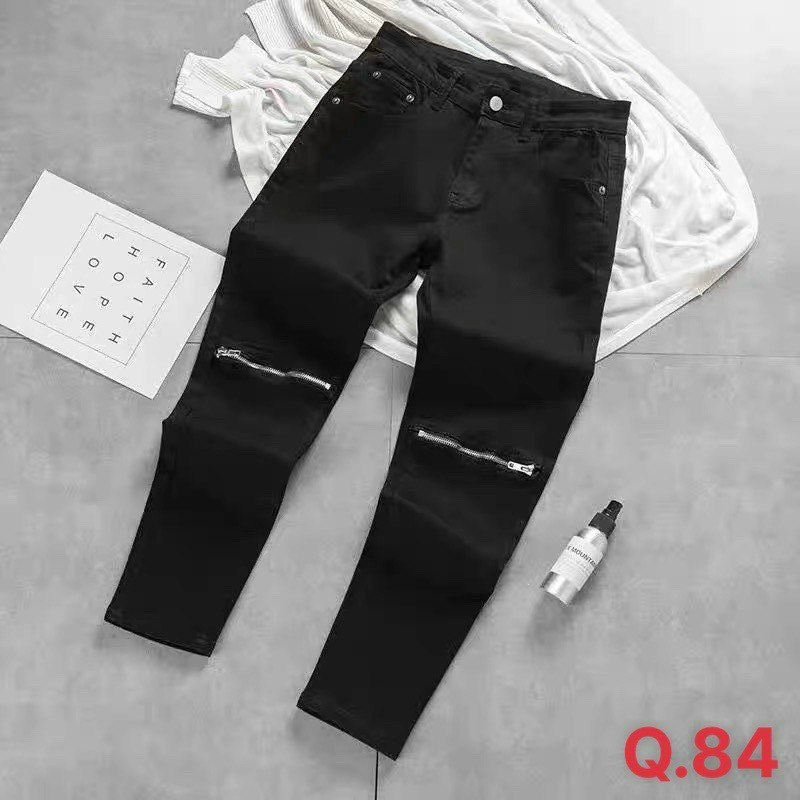 Quần bò jean nam amiri đen rách gối vá da đẹp mẫu mới hot,chất jean co giãn bền màu form chuẩn