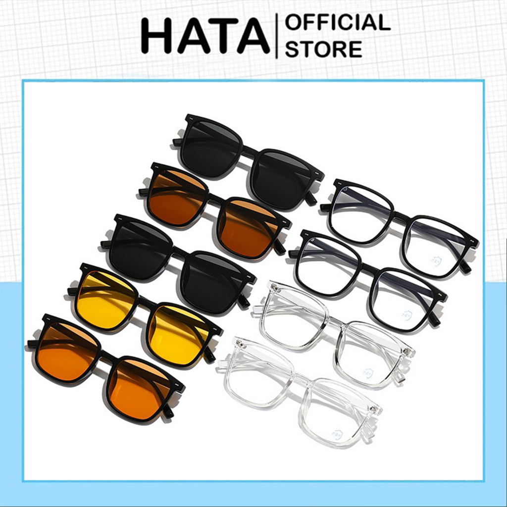 Mắt Kính Thời Trang Form Vuông Unisex Nam nữ Chống Tia Uv Chống Bụi - Hata24h