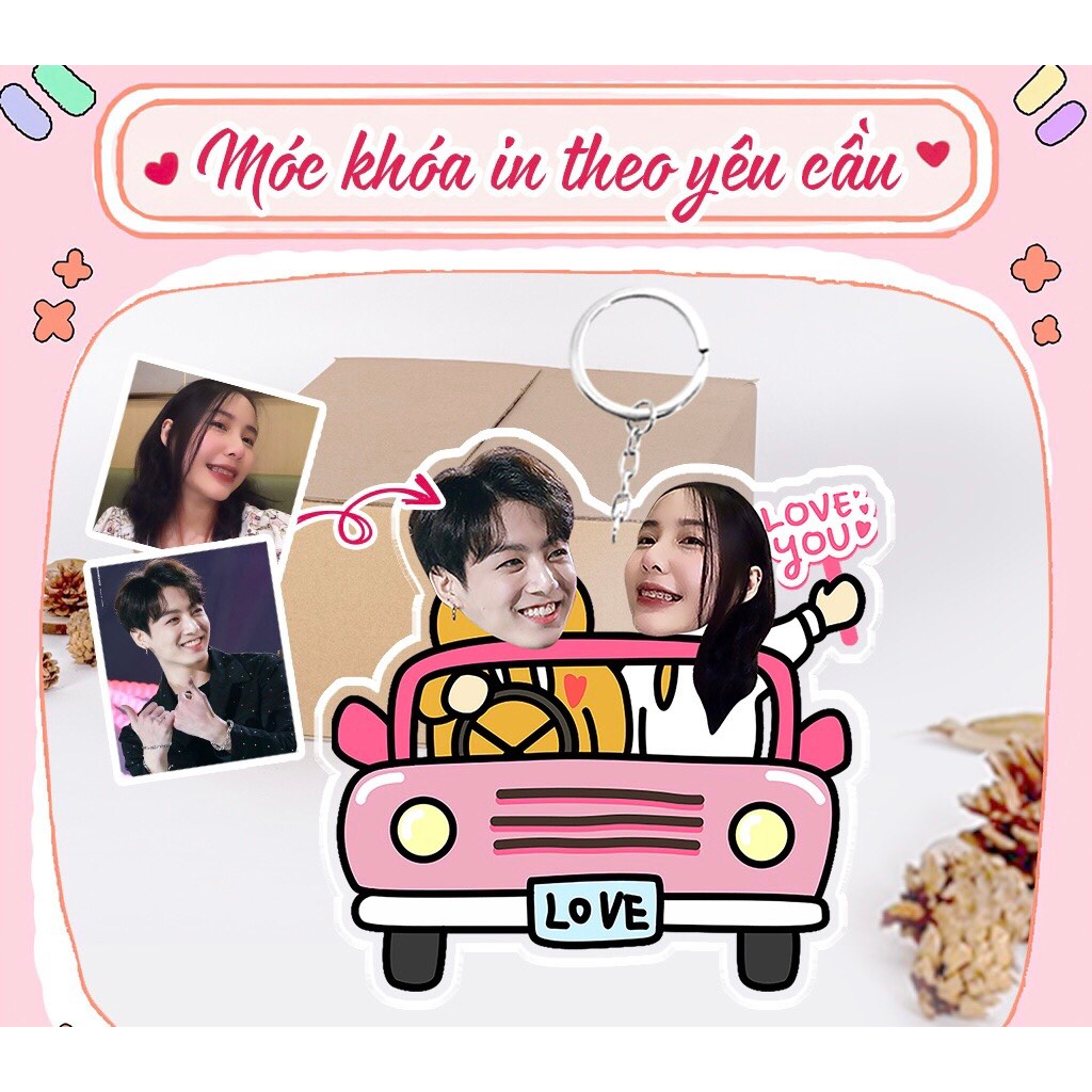 Móc khóa in theo yêu cầu cho cặp đôi đáng yêu dễ thương hộp quà tặng cho bạn gái bạn trai