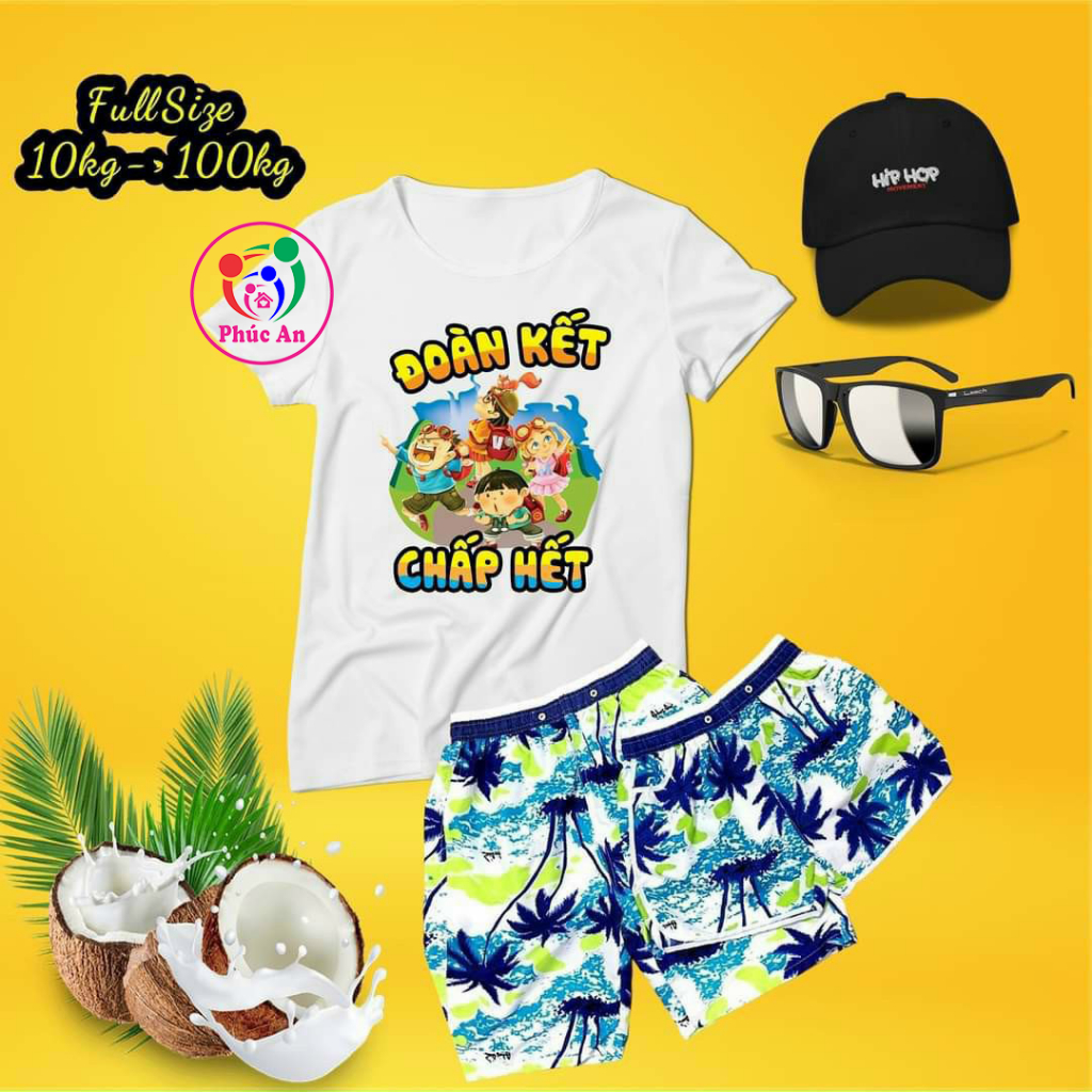 Set Bộ Áo và Quần Đồ đi biển gia đình 3 4 5 người đồng phục du lịch nam nữ đủ size - Đoàn Kết Là Chấp Hết