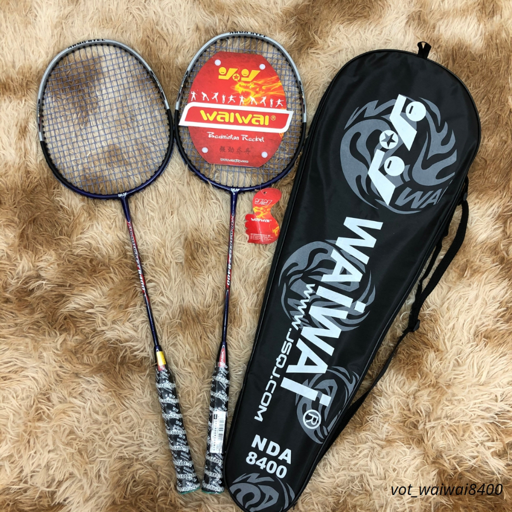 Một đôi vợt cầu lông Waiwai 8400 kèm bao đựng vợt cao cấp vợt sâu căng cước
