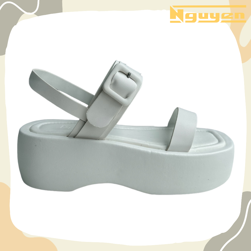 Sandal xuồng phối dây khóa cài thời trang nữ cao 7p-N106
