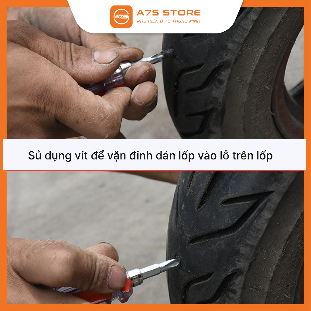 Bộ 10 Cái Đinh Cao Su Sửa Lốp Xe Hơi, Xe Tải, Xe Tay Ga