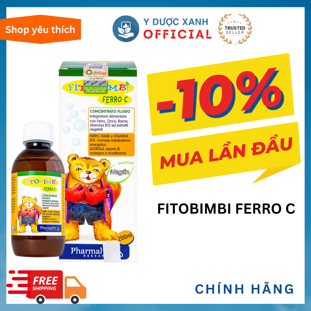 FITOBIMBI FERRO C, 200ml, Siro bổ sung sắt kẽm cho bé - Y Dược Xanh
