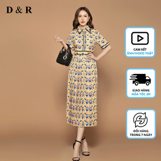 Đầm lụa dự tiệc dáng dài Quảng Châu cao cấp D&R Fashion D278