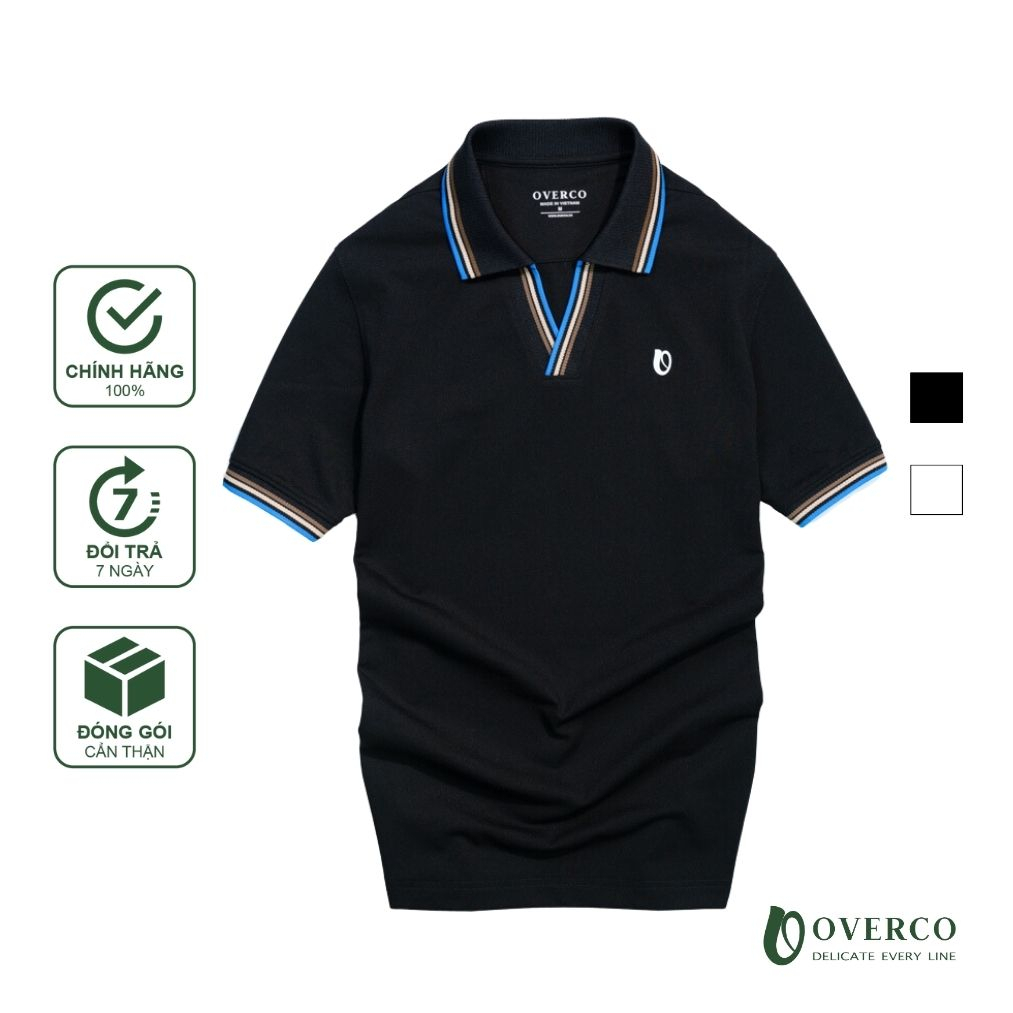 Áo Polo Nam Basic Cổ Chữ V Chất Vải Cotton USA Cao Cấp Mềm Mịn Thoáng Mát Co Giãn 4 Chiều Thương Hiệu OVERCO - OVUPL004