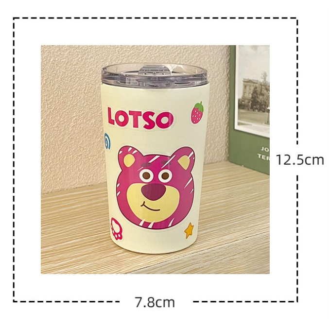 Ly Giữ Nhiệt Mẫu Gấu Dâu Lotso, Toy Story Dung Tích 360ml và 240ml Dễ Thương