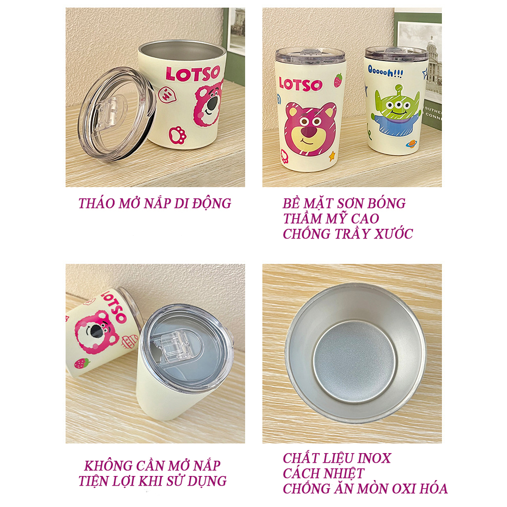 Ly Giữ Nhiệt Mẫu Gấu Dâu Lotso, Toy Story Dung Tích 360ml và 240ml Dễ Thương