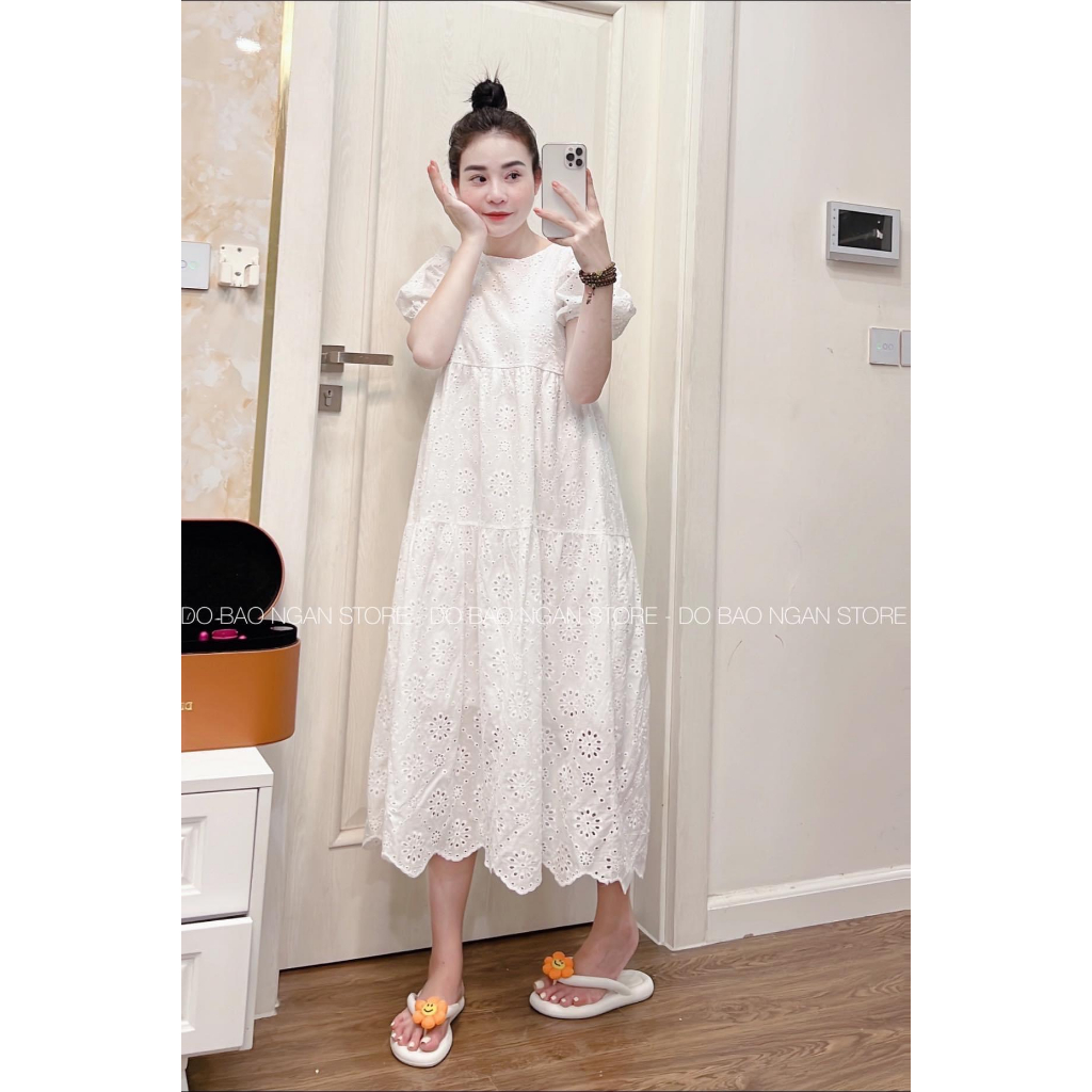 Yuna Dress - Váy ren 2 lớp chất thô boi siêu mát phong cách tiêu thư