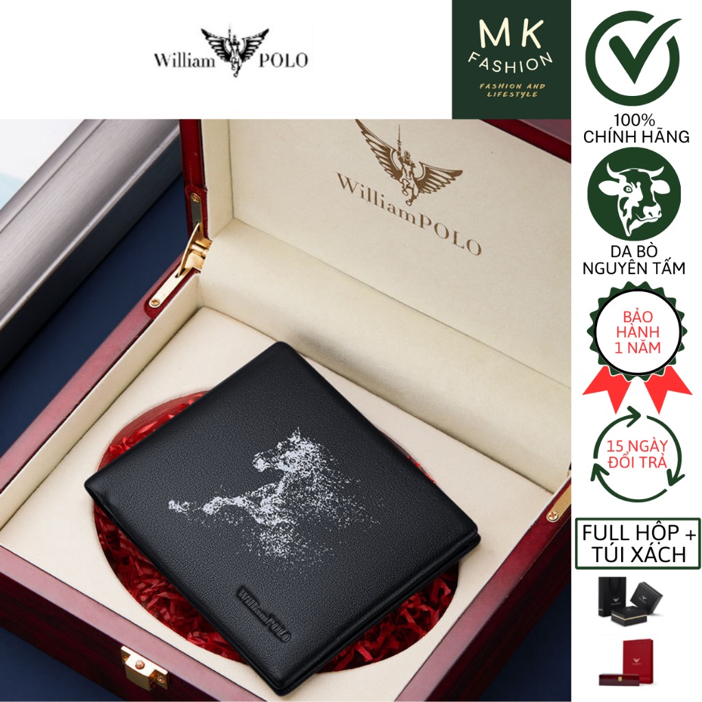 Ví nam da bò William POLO chính hãng Full hộp