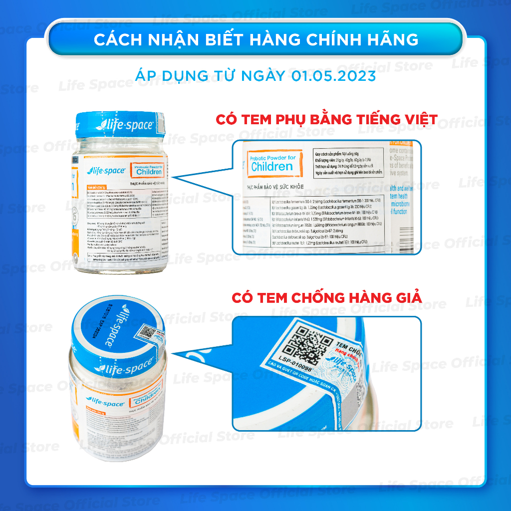 Men vi sinh Life Space Powder For Children giúp ăn ngon, hỗ trợ tiêu hóa và tăng cường miễn dịch cho bé 3-12 tuổi lọ 60g