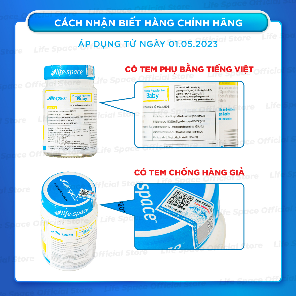 Men vi sinh Life Space Powder For Baby giúp ăn ngon, hỗ trợ tiêu hóa và tăng cường hệ miễn dịch cho bé 0-3 tuổi lọ 60g