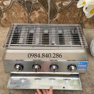 Bếp nướng thịt, hải sản, nem... bằng gas 4 họng ngắn - bếp nướng bbq bằng gas 4 đầu đốt k222
