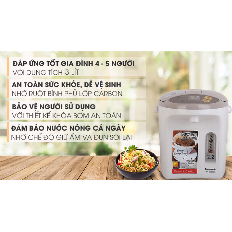Bình thủy điện Panasonic NC-EG4000CSY 4 lít hàng mới 100% bảo hành chính hãng 12 tháng
