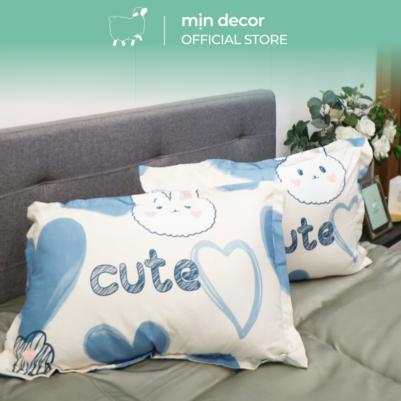 Vỏ gối nằm cotton 3D MỊN DECOR mềm mại thoáng mát nhiều mẫu mã đa dạng