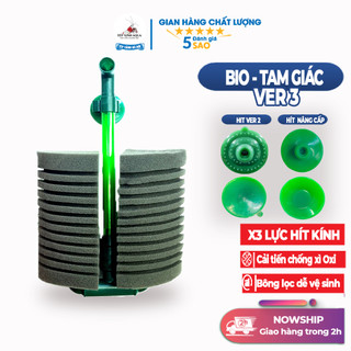 Lọc Bio - Lọc tam giác bản nâng cấp X3 hút kính - sủi oxy chuyên dụng cho tép cảnh - bảy màu - gubby [Tép Xinh Aqua]