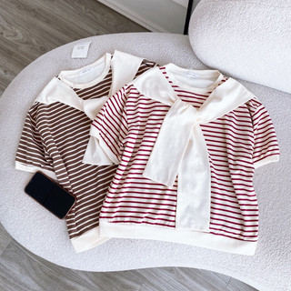 Áo pull áo nhỏ kẻ cổ tròn astudio