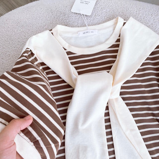 Áo pull áo nhỏ kẻ cổ tròn astudio