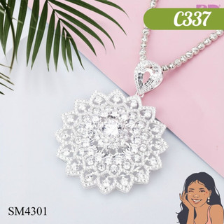 C337 Mặt dây chuyền hoa Cúc Susi vô ưu gai đính đá Bạc thật Thiên Cát s950