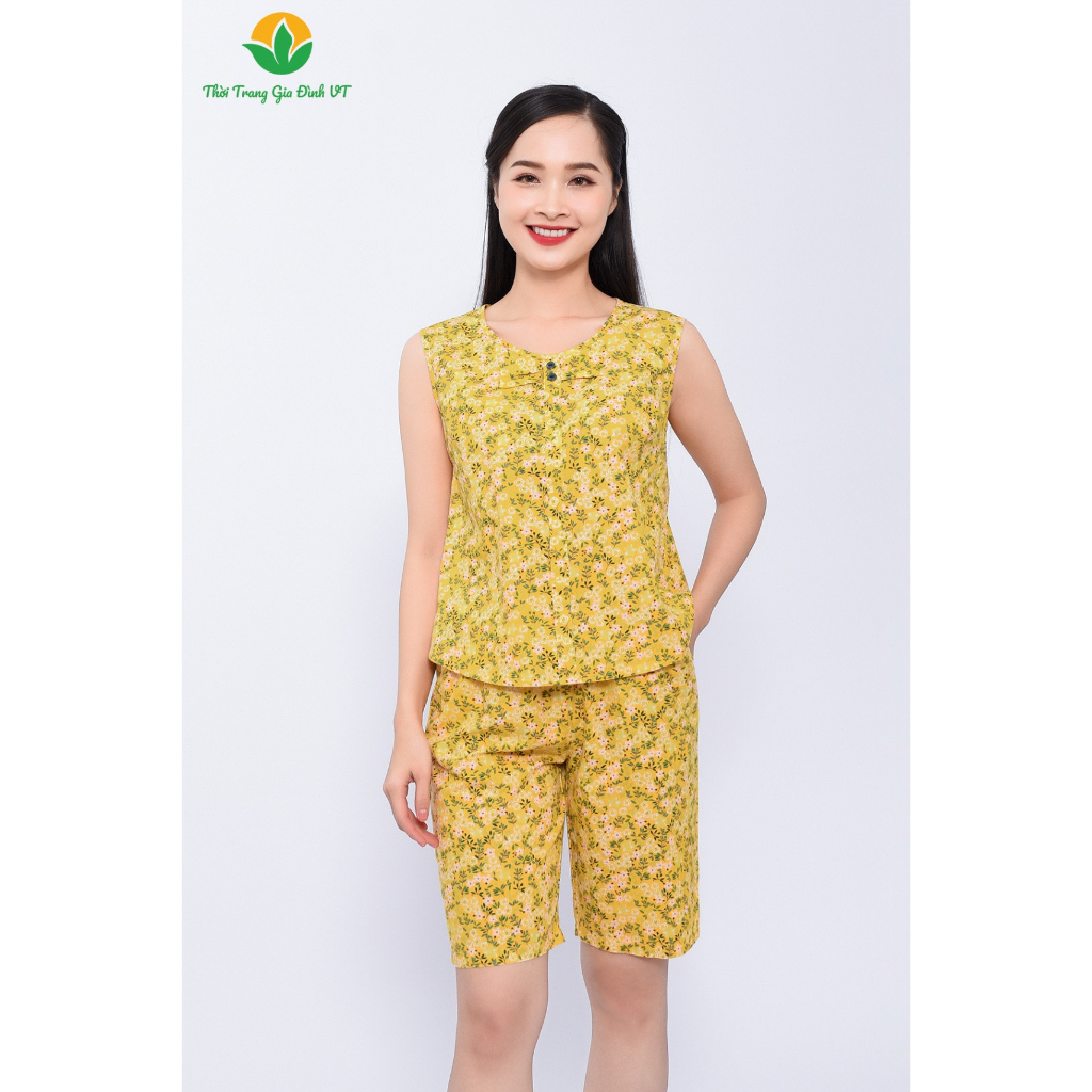 Bộ mặc nhà Việt Thắng chất cotton mềm mại, thoáng mát B45.2201 - Thời trang gia đình VT