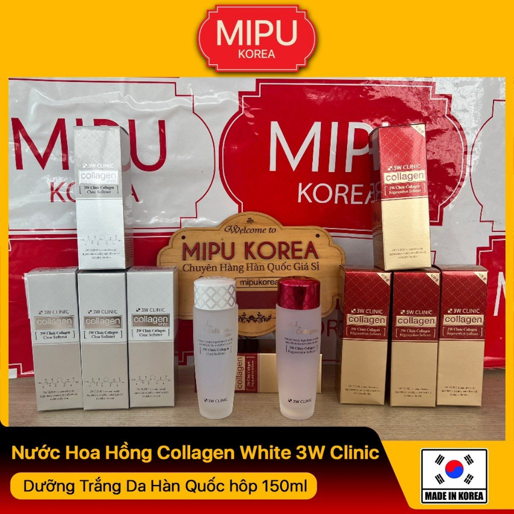 Nước Hoa Hồng Collagen White 3W Clinic Dưỡng Trắng Da Hàn Quốc hộp 150ml