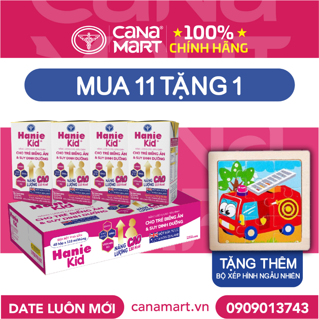 Thùng sữa nước Nutricare Hanie Kid cho trẻ biếng ăn suy dinh dưỡng 110ml